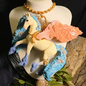 Magical Flower Pegasus • Rose Quartz • Unicorn Necklace • Nostalgia • Healing Crystals • Vintage • Winged Horse Foal • Copper Necklace
