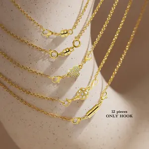 Set of 12 mixed magnetic clasp necklaces, pendant gift making accessories, with strong magnets, gold-plated and silver-plated, suitable for DIY jewelry, bead stringing, and jewelry making accessories.