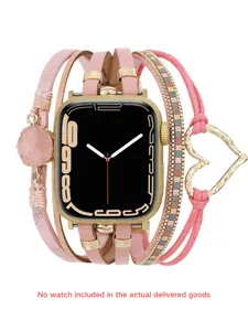 Metal Chain Resin Alloy Heart Design Apple Watch Band, Fashion Handmade Replacement Strap, Fits Iwatch Series Ultra 3/2 Se 1110 9 8 7 6 5 4 3 2 1