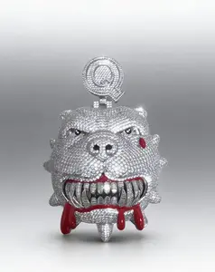 2017 Aggressive Beast Bling Pendant with Bold Dog Vibe and Unreal Shine - Unique Eye-Catching Design for Bold Glamorous Accessories customizable with engraved letters, logos or patterns Complimentary shipping