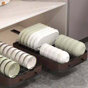 1pc Pull-Out Bowl and Plate Storage Rack, Kitchen Cabinet Organizer Box, Sliding Drawer Storage, Kitchen Utensil Holder, Under Sink Storage