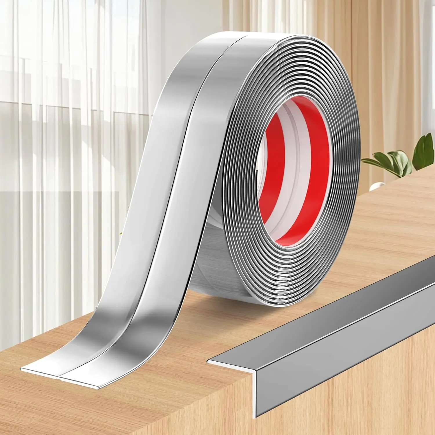Wall Corner Protector Peel and Stick Wall Molding Trim Flexible Self Adhesive Inside & Outside Wall Corner Guards Molding Trim for Wall Edge Corner Ceiling, 0.8 in x 20 Ft, Silver