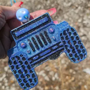 "Jeeper" Blue/Black Car freshie- Mahogany