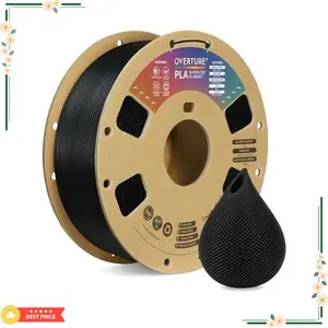 OVERTURE PLA Filament 1.75mm PLA 3D Printer Filament, 1kg Cardboard Spool (2.2lbs), Dimensional Accuracy +/- 0.02mm, Fit Most FDM Printer (Black 1-Pack)
