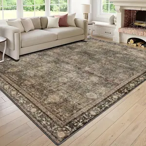 Velvet Soft Comfort Home Rug, Decorative Area Rug, Persian Vintage Pattern Print, Holiday Decorative Carpet for Hallway, Living Room, Bedroom, Door Mat