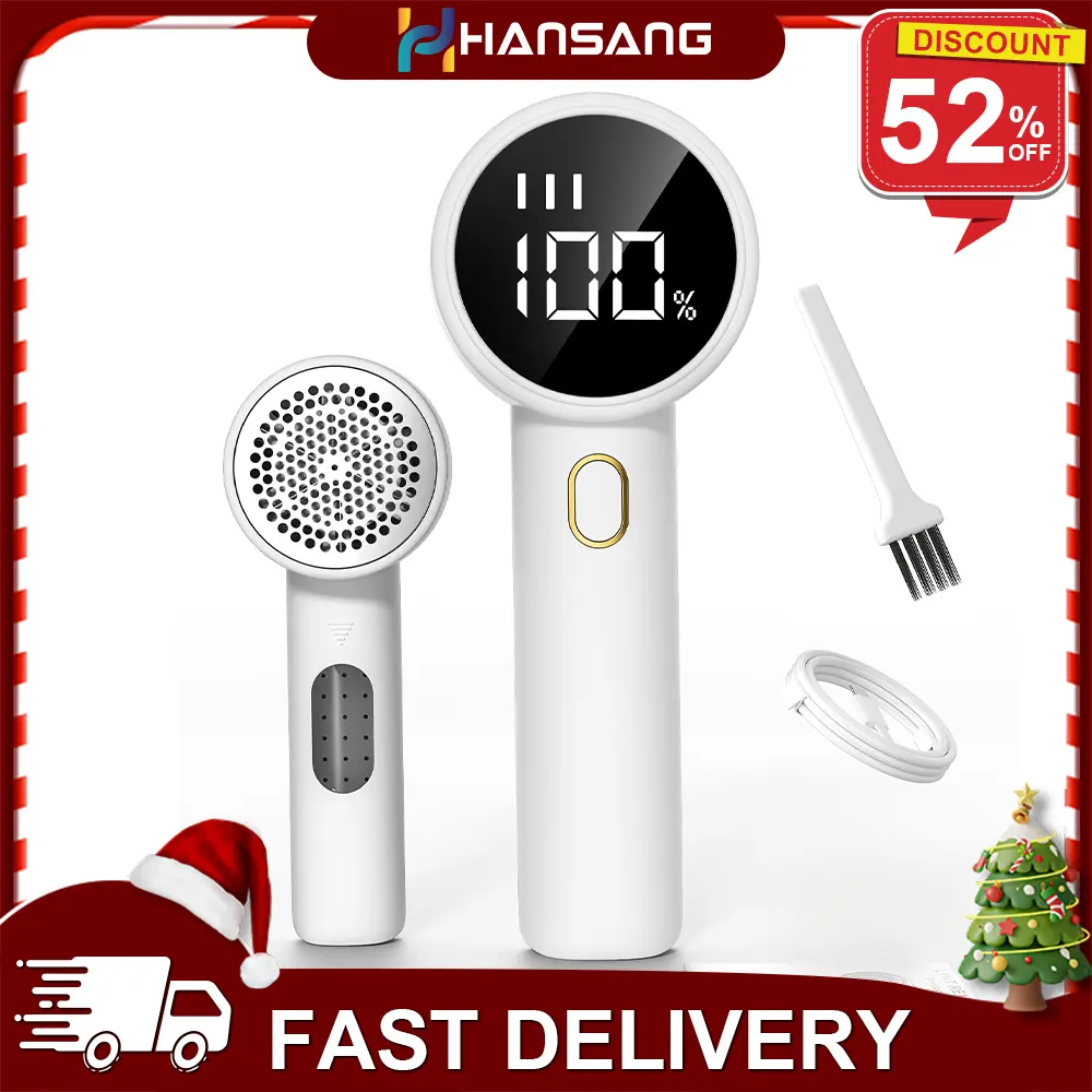 Handheld Cordless Rechargeable Electric Lint Remover - Powerful 6-Blade Fabric Shaver with LED Display, 3 Speeds, Ideal for Clothes, Sweaters, Blankets, Removal