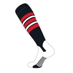 TCK Elite Baseball Knee High Stirrup Socks (F, 5in) Black, Red, White