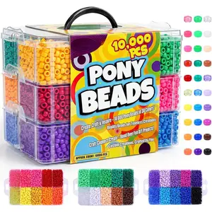 10000 count Pony Beads Bulk, 30 Assorted Colors Kandi Beads Rainbow Pony Beads for Making Friendship Bracelet Necklaces  Hair Braiding DIY Craft Gifts