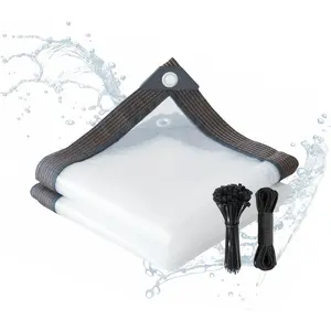 Clear Tarp, 10x12FT Plastic Tarps Heavy Duty  with Grommets, Rain Cover for Patio, Porch, Greenhouse, Chicken Coop Outside