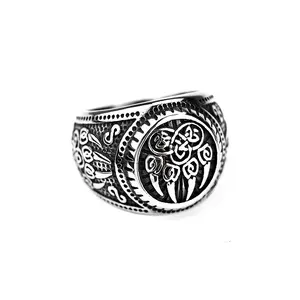 Viking Bear Claw Ring | Titanium Steel HipHop Vintage Bold Statement Engraved Ring Alphabet Design Ring