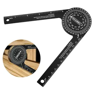 7 Inch Aluminum Miter Saw Protractor, Professional Angle Measuring Tool, 360 Degree Woodworking Angle Ruler with Precision Laser Inside & Outside for Woodworkers, Carpenters, Builders, Plumbers, Home DIY Tool