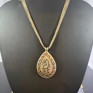 Vintage Native American Sterling Silver Hopi Kokopelli Pendant w/Liquid Silver Necklace