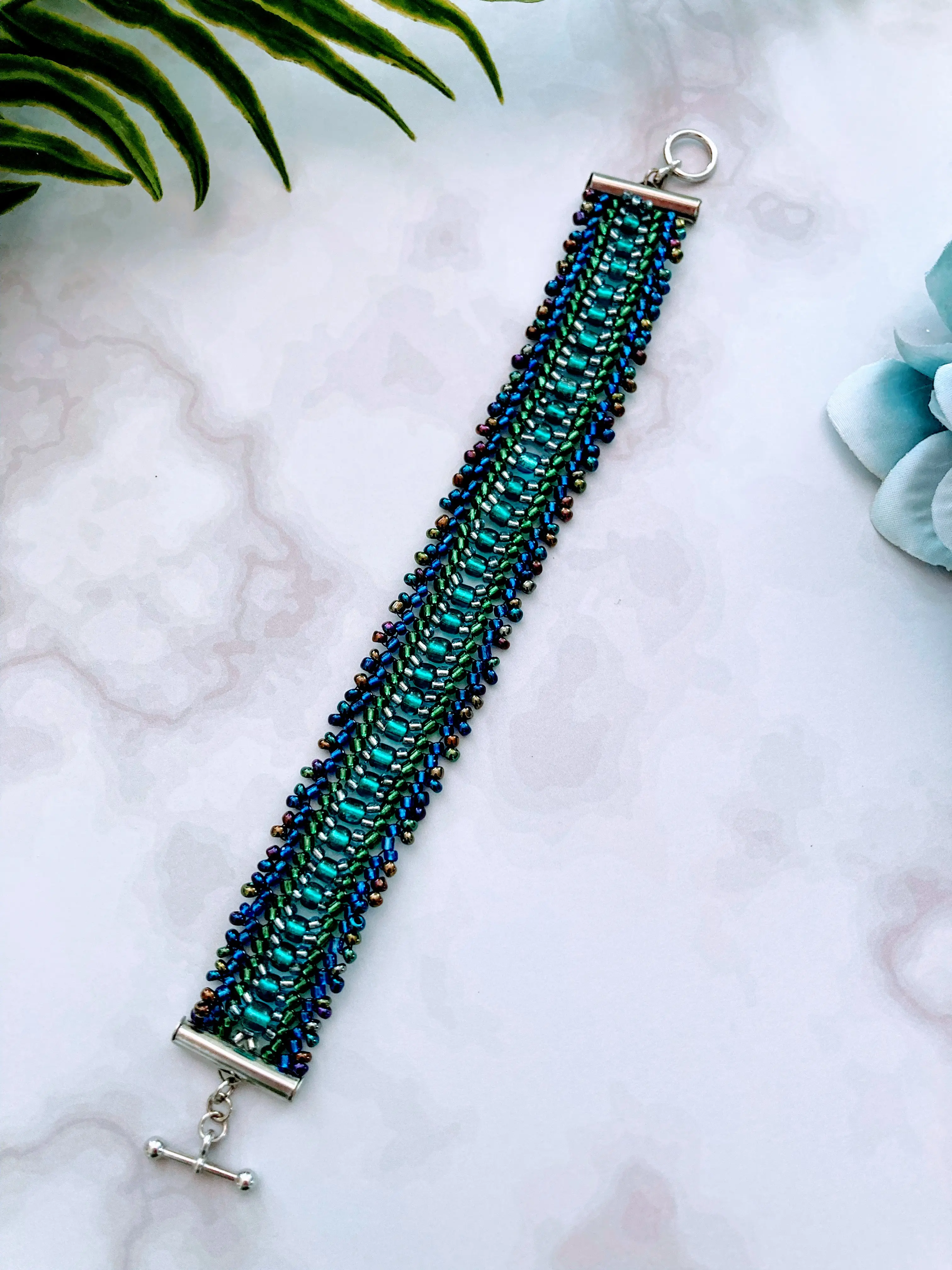 Handmade Teal Beaded Bracelet