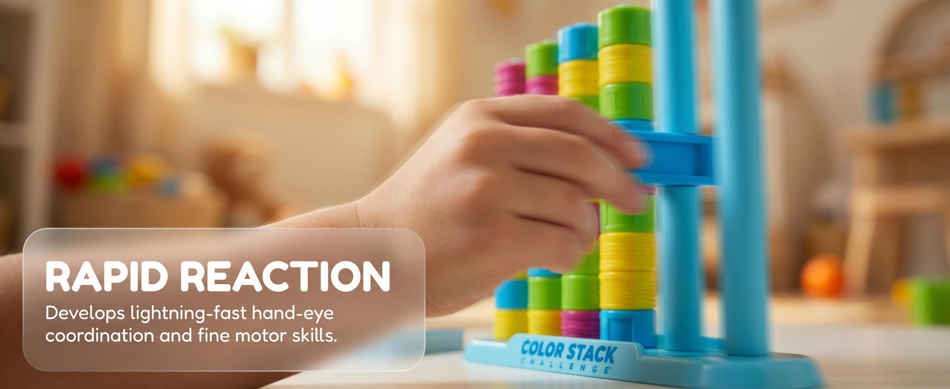 Color Stack Challenge Game, Speed Stacking Matching Puzzle for Kids & Families, Educational Color Sorting Board Game for Boys & Girls Ages 6+