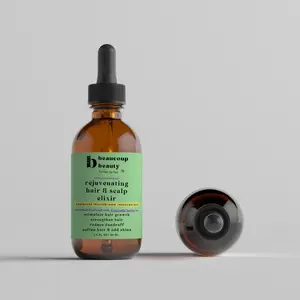 Beaucoup Beauty's Rejuvenating Hair & Scalp Elixir: all-Natural, hair growth Oil, hair regrowth, microbiome-friendly, microbiome Haircare, alma Oil, rosemary Oil, tea tree Oil, Aloe Vera, hair growth, hair Oil for hair growth, Ayurveda, Ayurvedic herbs