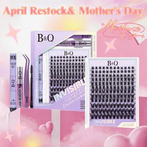 Victory Lash Kit l B&Q 0.05mm Invisible Band,144pcs Individual Spiky Manga Clusters,C Curl for DIY Eyelashes Extension,Waterproof Long Lasting Outdoorfun Makeup Cosmetic Vacation Lash