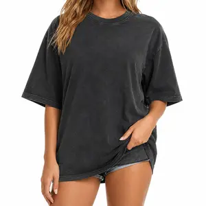 Men Women 5-Pack Vintage Acid Wash Short-Sleeve Plain T-Shirt, Washed Solid Color Oversized T Shirt, Unisex Cotton Crew Neck Tee, Vintage Washed Casual Short Sleeve Top, Soft Loose Fit Streetwear Basic Tee for Men Women