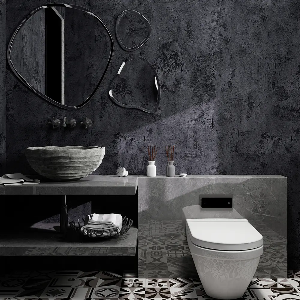 1 roll Retro-style cement wall of self-adhesive peelable wallpaper, Concrete Wallpaper, Decorative Wallpaper, Peel and Stick Wallpaper, wall decor, suitable for DIY renovation of bedrooms, bathrooms (width:17in)