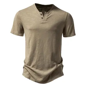 JEMITOP Men's Stretchy Short Sleeve Henley T-Shirt Casual Cotton 2 Buttons Notch Neck Tee Shirts