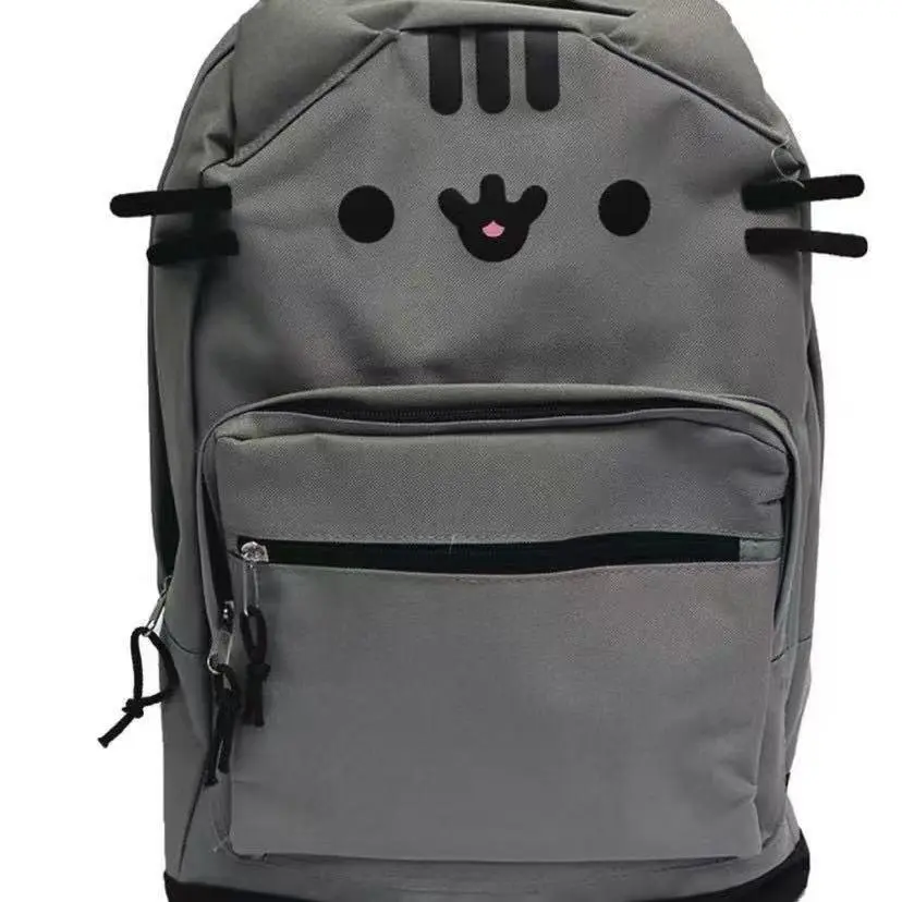 Cute Pusheen Cat 3D Ear Backpack Kawaii Cartoon Grey Bag Large Capacity Waterproof Laptop Daypack for Girls Teens