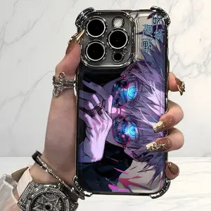 Anime Jujutsu Kaisen Gojo Satoru New Plating Case For iPhone 17 16 15 14 13 12 11 Pro Max Plus Air Shockproof Anti-Fall Armor Smartphone Cellphone Cover Protection Ddw-247Du241111303 Protective Casing Screen Protector