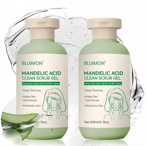 Mandelic Acid Exfoliating Gel Facial Cleanser - 200ml Daily Skincare for All Skin Types, Deep Cleansing Moisture Boost, Brightening, Helps Lift Out Stubborn Blackheads, Clogged Pores Solution, Mandelic Acid Helps Even Skin Tone