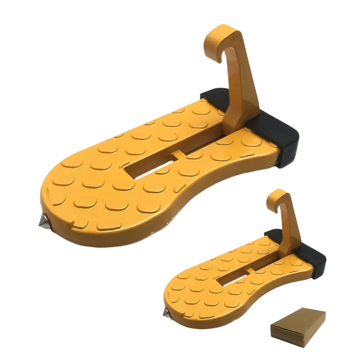 2-Pcs Protective Aluminum Car Door Steps, Compact Auto Accessory with Rubber Padding, 400lb Capacity, Textured Anti-Slip Surface, Foldable, Tool-Free Installation, Stable Footing, Universal for SUV/Truck Roof & Rear Rack Access