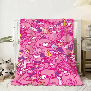 Cartoon G-gloomy Bear Throw Kid-Friendly Flannel Throw Blanket Soft Warm Anti-Static Washable All Season