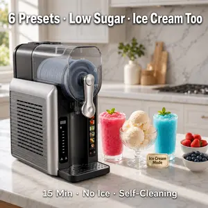 SUPWIN Slushy Machine for Home - Upgraded 6-in-1 Frozen Drink Maker, No Ice & Low Sugar, Ice Cream & Cocktail Modes, Auto-Clean, Temp Display, Timer, Ideal Party Gift for Margaritas, Smoothies, Slushie Machine