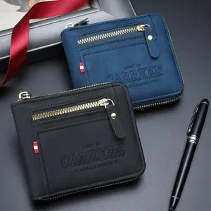 Men's Business Fashion Zipper Short Wallet, Multi Card SlotCard Holder, Multifunctional PU Leather Wallet, CasualTrendy Versatile High-quality Daily Wallet for Men, CreditCard Holder
