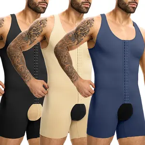 Mens Shapewear Tummy Control Full Body Shaper Breathable Lightweight Bodysuit Chest Compression Soft Stretchy Fitness Clothes Bestie Fabric Stylish Workout Menswear