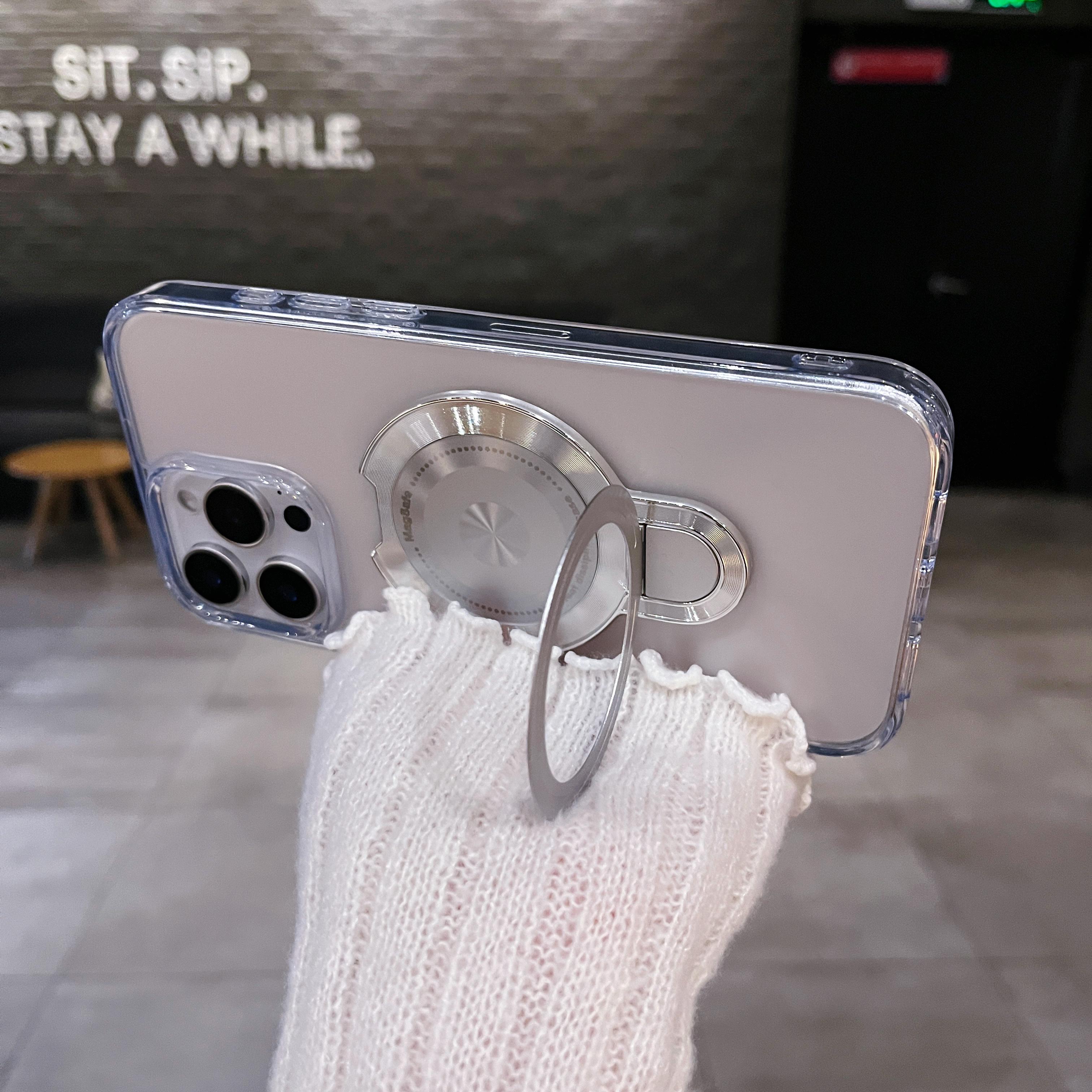 MagSafe Compatible Frosted Matte Phone Case with Kickstand & Touch Control, Luxury Rotatable Magnetic Holder Cover for iPhone 16 Series