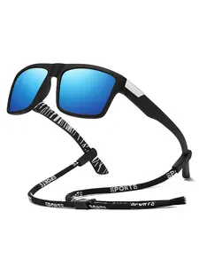 Pieced sport with chain sunglasses, Sunglasses for sports, unisex, offering various color, feature UV400 protection, making them suitable for various outdoor activities, the classic splice frame with rubber nose pads provide comfort and a non-slip fit