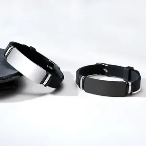 FF12 Custom Engravable Stainless Steel Tag Bracelet|Silicone Sport ID Bracelet