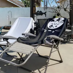 1 piece Silhouettes of Totoro and Classic Studio Ghibli Characters themed beach towel - Fashion Digital Print Beach Towel, 100% Polyester, suitable for Home, Travel, Gift, Quick-dry and Absorbent, Machine Washable, Perfect Holiday Gift