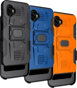 Case with Clip for Galaxy XCover 6 Pro, Nakedcellphone Rugged Ring Grip Cover with Stand [Built-In Mounting Plate] and [Belt Hip Holster] for Samsung XCover6 Pro Phone (2022, SM-G736)