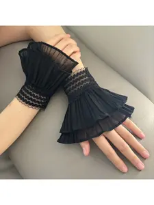 New faux sleeves chiffon lace cuffs wrist warmers versatile patch cute ladies fingerless gloves hand sleeves