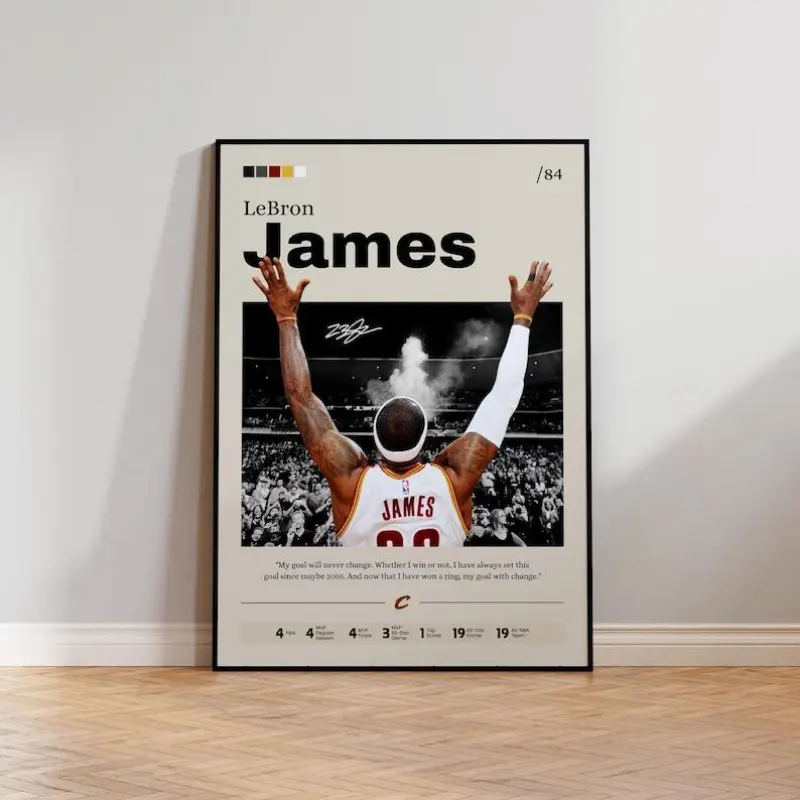 Poster, LeBron James Wall Art Print, Basketball Decor, Sports Wall Art, Poster, Sports Fan Gift, Basketball Wall Decor Room Ornaments