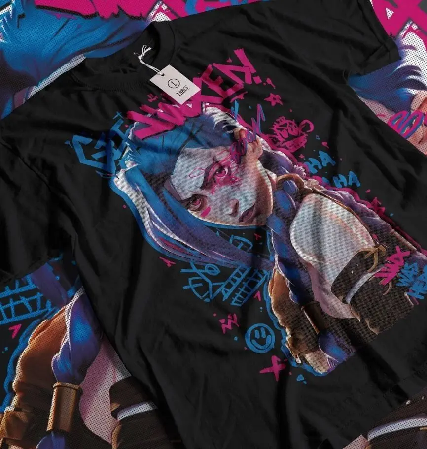 Jinx Arcane T-Shirt Japanese Anime Cartoon Jinx Arcane Graphic T-Shirt All Size
