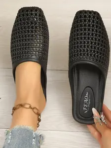 Women's Hollow Out Slip-On Sandals, Breathable Soft Sole Mules, Anti-Slip Flat Slippers, Casual Summer Footwear, Versatile Commuter Shoes, Classy Sandals