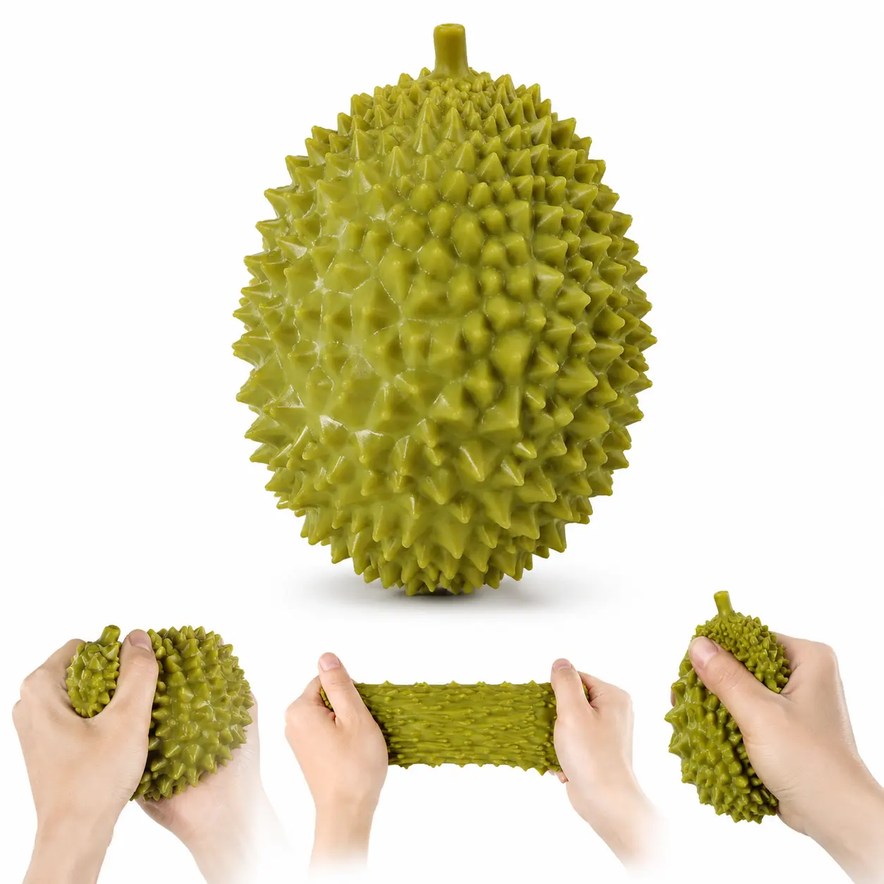 Durian Squishies Stress Ball - Spiky Fruit ASMR Crunchy Squeeze Fidget Toy, Soft Sensory Toy for 12+ Years, Fidget Collections Addition, ASMR Videos Prop, Photo Prop, Squishies Crunchy, Photo Props