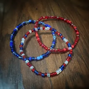 Red White and Blue beaded bracelet set