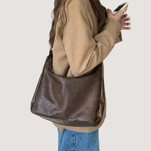 New Fashion Women's Bag Retro Leather Wallet Loose Shoulder Bag Brown Handbag