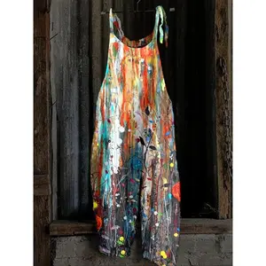 Women's All Over Print Overalls Jumpsuits, Casual Sleeveless Overalls for Beach Holiday Vacation, Ladies Clothes for All Seasons