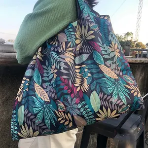 Large Capacity Foldable Portable Shopping Bag, Waterproof Environmentally Friendly Grocery Shoulder Storage Bag, Reusable Lightweight Eco Tote for Supermarket Travel Daily Use, Easy to Carry Compact Bag Fits in Purse Pocket Handbag