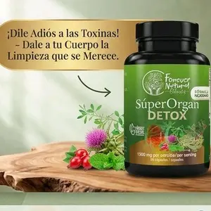 Forever Natural Botanics SúperOrgan Detox 90 Cápsulas Vegetales para Desintoxicar Hígado, Riñón y Sangre Mejorando el Mal Aliento  y la Constipación - Fitness, Healthcare