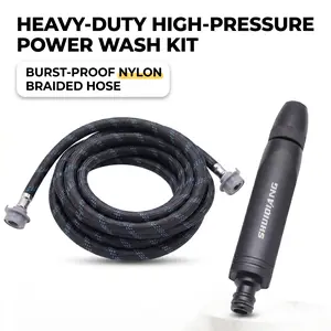 High-pressure car washing spray gun, 49-foot non-circular hose sprayer, suitable for garden irrigation, explosion-proof water pipe, powerful nozzle, suitable for high-pressure use Car Wash Accessory Car Wash Equipment pressure washer power washer tiktoksh