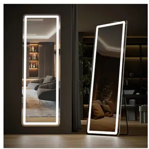 64"x21" LED Full Length Mirror with Aluminum Frame and Polished Glass for Bedroom