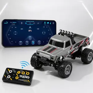 1/64 Mini RC Monster Truck, Metal Off-Road Stomper with Trailer, 2.4GHz Remote Control All-Terrain Vehicle, 3-Speed Adjustable, USB-C Rechargeable, Desktop Play, Indoor Outdoor Racing Toy, Remote Control Car, Fun Birthday Christmas Gift for Kids Boys