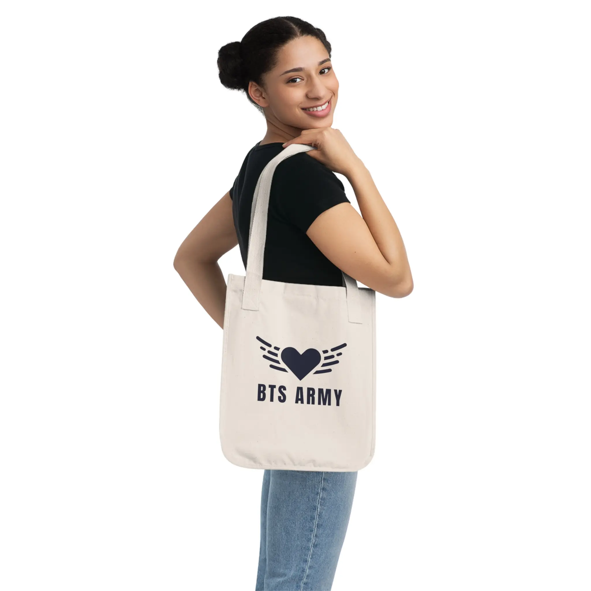 BTS Army Canvas Tote Bag, Organic Shopping Bag, Reusable Tote for Fans, Gift for BTS Lovers, Concert Essential, Eco-Friendly Bag